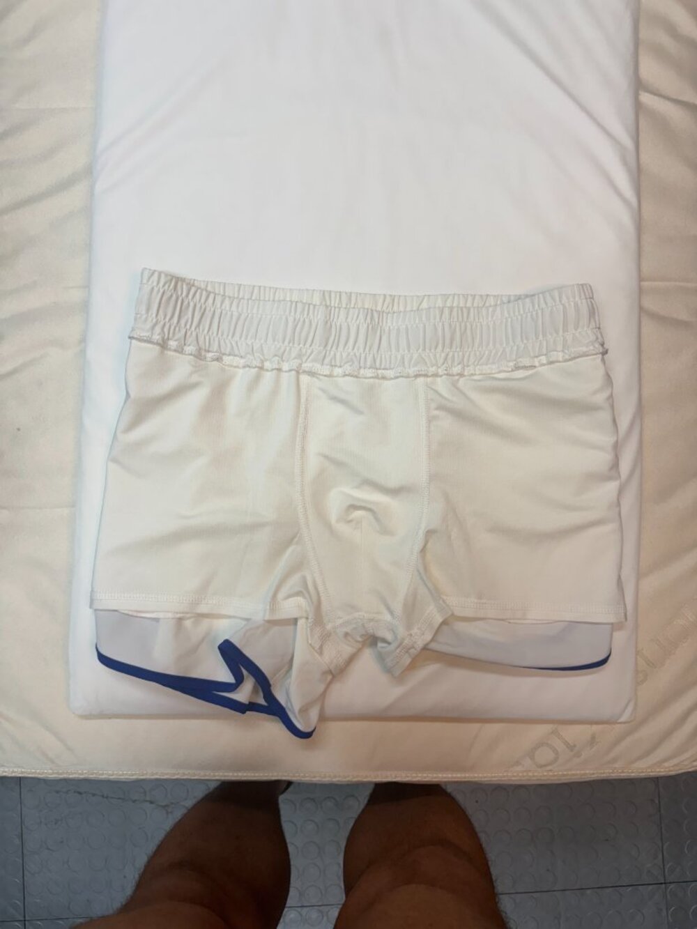 BIKE Athletic Heritage Lined Dolphin Shorts White Blue Trim Sz M - Picture 4 of 5